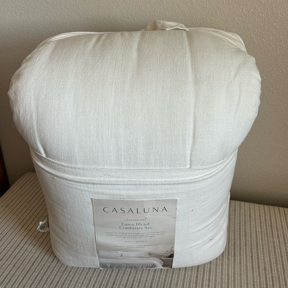 NWT Full/Queen Heavyweight Linen Blend Comforter & Sham Set White - Picture 2 of 6